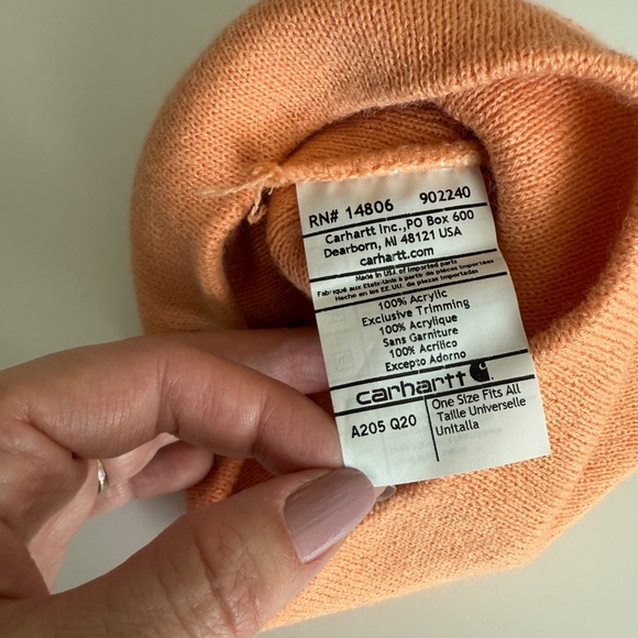 Carhartt Acrylic Knit Hat Light Peach Salmon Orange One Size Unisex - Picture 3 of 3